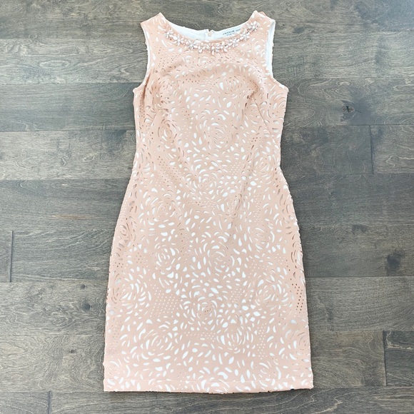 Jackie Jon New York Dresses & Skirts - Jackie Jon Embellished Neck Laser Cut Ponte Dress